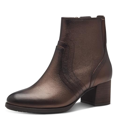Tamaris COMFORT Damen Stiefeletten mit Absatz aus Leder Blockabsatz, Braun (Bronze), 37 EU von Tamaris