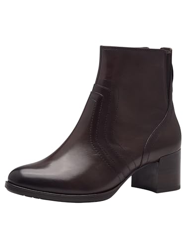 Tamaris COMFORT Damen Stiefeletten mit Absatz aus Leder Blockabsatz, Braun (Mocca), 37 EU von Tamaris