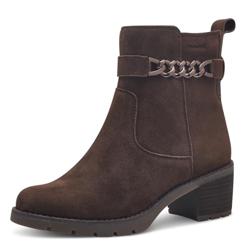 Tamaris COMFORT Damen Stiefeletten mit Absatz aus Leder Blockabsatz, Braun (Mocca Wildleder), 37 EU von Tamaris