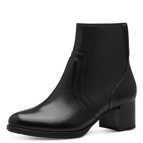 Tamaris COMFORT Damen Stiefeletten mit Absatz aus Leder Blockabsatz, Schwarz (Schwarz Nappa), 41 EU von Tamaris