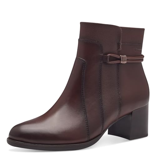 Tamaris COMFORT Damen Stiefeletten mit Absatz mit Reißverschluss Blockabsatz, Braun (Dunkelbraun), 38 EU von Tamaris