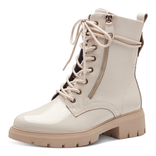 Tamaris COMFORT Damen Stiefeletten zum Schnüren mit Reißverschluss Herbst, Beige (Creme Lack), 38 EU von Tamaris