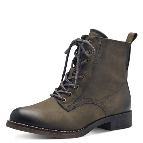 Tamaris COMFORT Damen Stiefeletten zum Schnüren mit Reißverschluss Herbst, Grün (Olive Nubuc), 43 EU von Tamaris