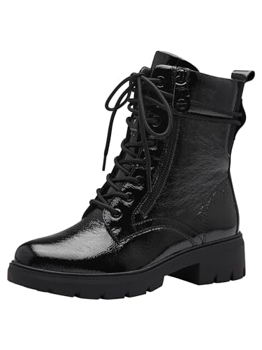 Tamaris COMFORT Damen Stiefeletten zum Schnüren mit Reißverschluss Herbst, Schwarz (Schwarz Lack), 39 EU von Tamaris