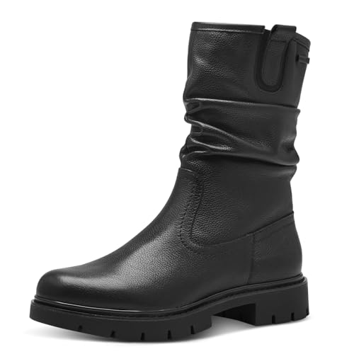 Tamaris COMFORT Damen Winterstiefel ohne Absatz aus Leder Wasserabweisend, Schwarz (Schwarz Nappa), 38 EU von Tamaris