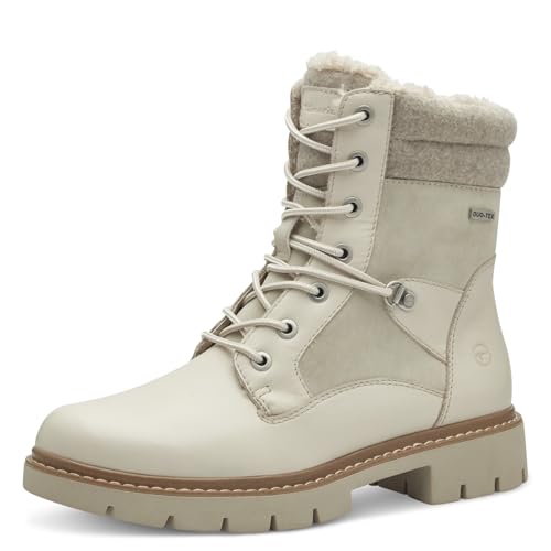 Tamaris COMFORT Damen Winterstiefeletten zum Schnüren Gefüttert Wasserabweisend, Beige (Ivory), 39 EU von Tamaris