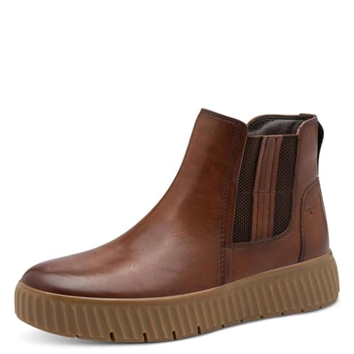 Tamaris Comfort Damen Stiefeletten aus Leder mit Reißverschluss, Braun (Cognac Nappa), 38 EU von Tamaris