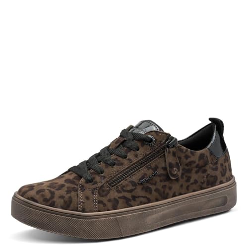 Tamaris Comfort Damen Sneaker flach mit Reißverschluss Freizeit, Mehrfarbig (Dark Leopard), 40 EU von Tamaris
