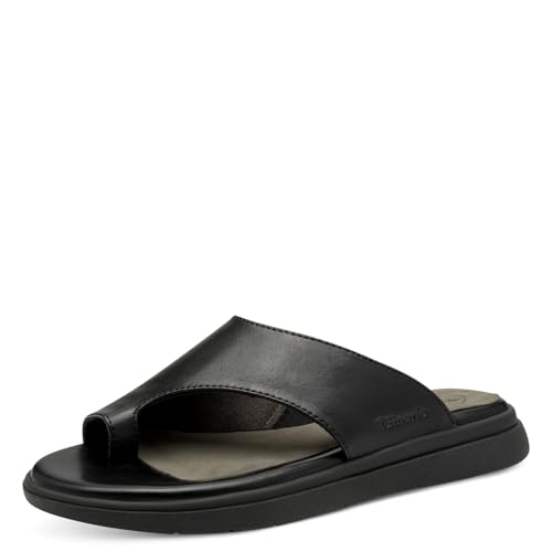 TAMARIS Comfort Damen Pantolette Leder Wide Fit Sandale, Black Nappa, 37 EU von Tamaris