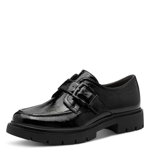 Tamaris Comfort Damen Slipper Rund mit Schnalle, Schwarz (Black Patent), 38 EU von Tamaris