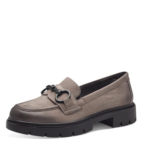 Tamaris Comfort Damen Slipper aus Leder Elegant, Grau (Stein Nubuc), 36 EU von Tamaris