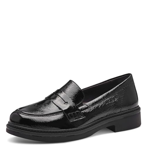 Tamaris Comfort Damen Slipper aus Leder Elegant, Schwarz (Schwarz Lack), 39 EU von Tamaris