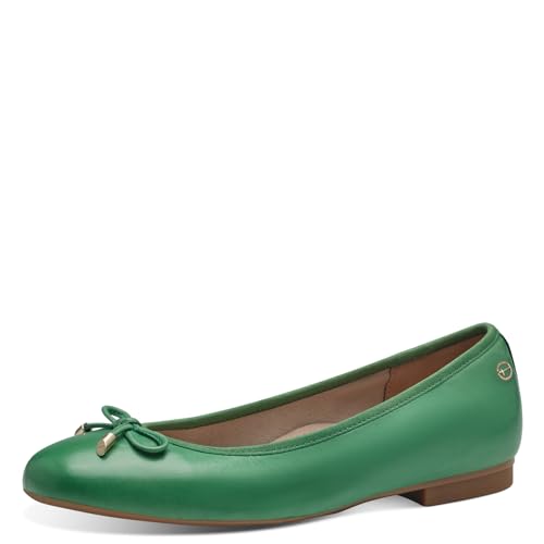 Tamaris COMFORT Damen Ballerinas aus Leder mit Schleife, Metallisch (Green), 40 EU von Tamaris