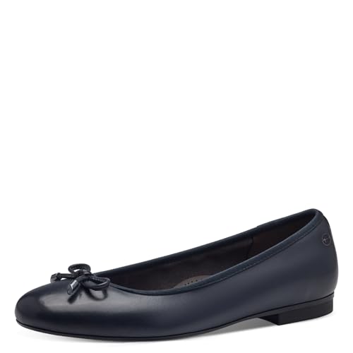 Tamaris COMFORT Damen Ballerinas aus Leder mit Schleife, Blau (Navy), 37 EU von Tamaris