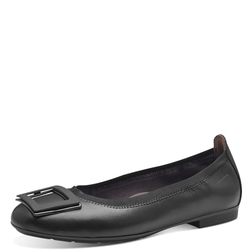 Tamaris COMFORT Damen Ballerinas aus Leder Runde Spitze, Schwarz (Black), 37 EU von Tamaris