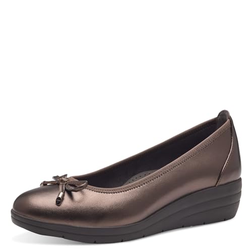 Tamaris Comfort Damen Ballerinas aus Leder mit Keilabsatz, Braun (Bronze), 38 EU Tamaris Comfort Damen Ballerinas aus Leder mit Keilabsatz, Braun (Bronze), 38 EU von Tamaris