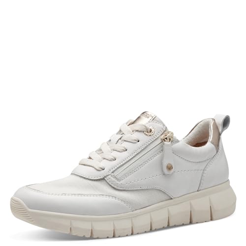 Tamaris COMFORT Damen Sneaker flach aus Leder mit Reißverschluss, Weiß (White), 36 EU von Tamaris