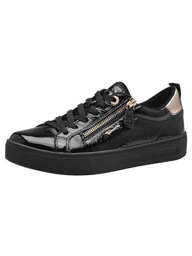 Tamaris COMFORT Damen Sneaker flach mit Reißverschluss Freizeit, Schwarz (Schwarz Lack), 40 EU Tamaris COMFORT Damen Sneaker flach mit Reißverschluss Freizeit, Schwarz (Schwarz Lack), 40 EU von Tamaris