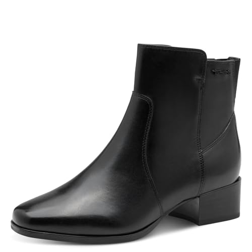 Tamaris Comfort Damen Stiefeletten aus Leder Kleiner Absatz, Schwarz (Black), 37 EU von Tamaris