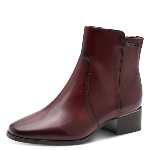 Tamaris Comfort Damen Stiefeletten aus Leder Kleiner Absatz, Rot (Bordeaux), 42 EU von Tamaris