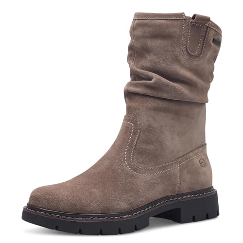 Tamaris COMFORT Damen Winterstiefel ohne Absatz aus Leder Wasserabweisend, Braun (Hellbraun Wildleder), 39 EU von Tamaris