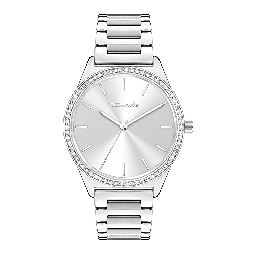 Tamaris Damenuhr - Große, Sportlich-Elegante Armbanduhr 38mm, Band aus Edelstahl, Zirkoniasteine, MOP/Perlmutt, Silber, Rold, Roségold, 3 ATM Wasserdicht von Tamaris