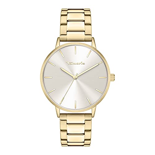 Tamaris Damenuhr – Schlichte, runde Armbanduhr für Damen 36 mm - Armbanduhr mit Edelstahlband in Silber, Gold, Roségold, Schwarz, Blau, Grün, Lila UVM, wasserfest von Tamaris