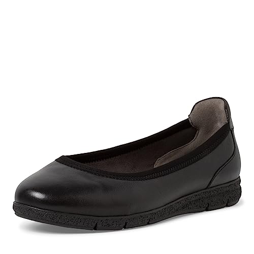 Tamaris COMFORT Damen Ballerinas aus Leder Klassisch Comfort Fit, Schwarz (Black), 38 EU von Tamaris