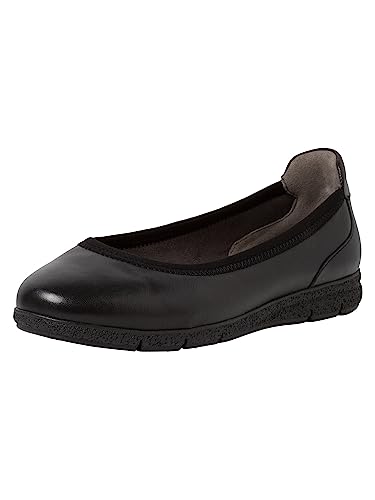 Tamaris Comfort Damen Ballerinas aus Leder Klassisch Comfort Fit, Schwarz (Black), 40 EU von Jana