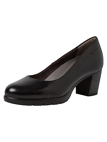 Tamaris COMFORT Damen Pumps aus Leder mit Blockabsatz Comfort Fit, Schwarz (Black), 36 EU von Tamaris