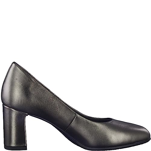 Tamaris COMFORT Damen Pumps aus Leder Spitz Comfort Fit, Silber (Pewter), 39 EU von Tamaris
