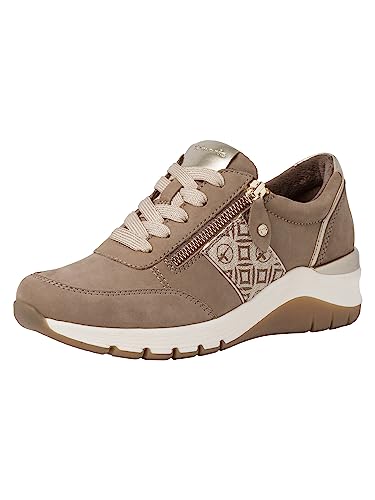 Tamaris Comfort Damen Sneaker flach aus Leder Elegant Comfort Fit, Beige (Beige Comb), 42 EU von Tamaris