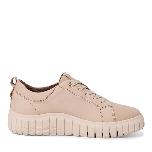 Tamaris COMFORT Damen Sneaker flach aus Leder Comfort Fit, Beige (Beige Nubuk), 41 EU von Tamaris