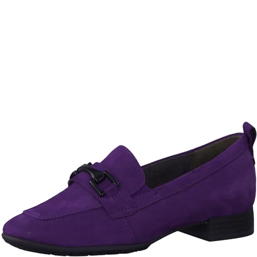 Tamaris COMFORT Damen Loafer ohne Absatz aus Leder Business Slippers Comfort Fit, Violett (Purple Nubuk), 39 EU von Tamaris