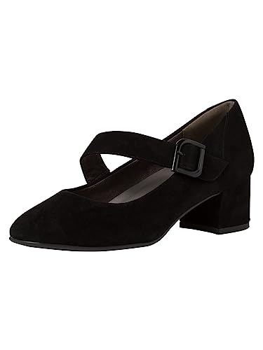 Tamaris COMFORT Damen Pumps mit Riemen aus Wildleder Comfort Fit, Schwarz (Black Suede), 40 EU von Tamaris