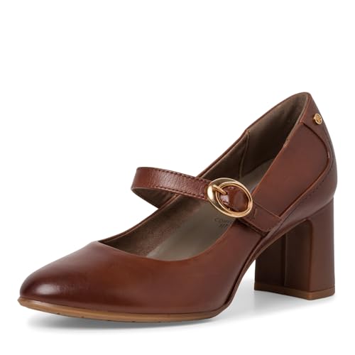 Tamaris COMFORT Damen Pumps mit Riemen aus Leder Elegant Comfort Fit, Braun (Cognac), 37 EU von Tamaris