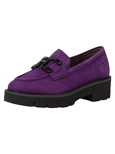 Tamaris Comfort Damen Loafer mit Plateau aus Wildleder Business Slippers Comfort Fit, Violett (Purple), 38 EU von Tamaris