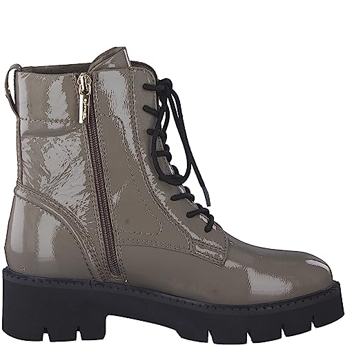 Tamaris COMFORT Damen Stiefeletten zum Schnüren aus Leder Plateau Comfort Fit, Braun (Taupe Patent), 39 EU von Tamaris
