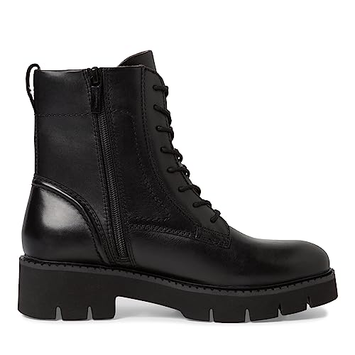 Tamaris COMFORT Damen Stiefeletten zum Schnüren aus Leder Plateau Comfort Fit, Schwarz (Black Nappa), 36 EU von Tamaris