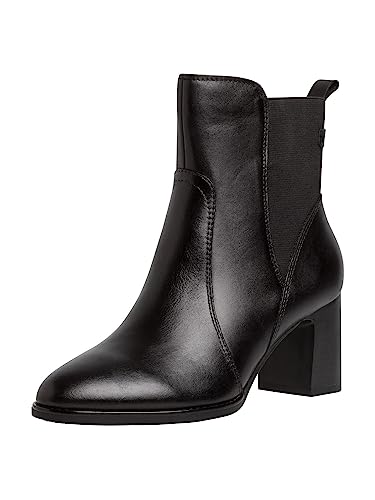 Tamaris COMFORT Damen Chelsea Boots aus Leder mit Blockabsatz Comfort Fit, Schwarz (Black), 40 EU von Tamaris