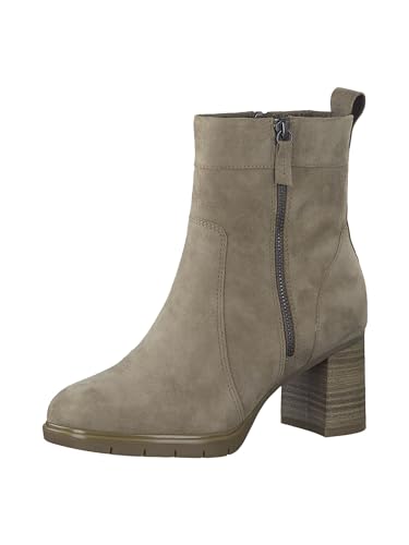 Tamaris COMFORT Damen Stiefeletten mit Absatz aus Wildleder mit Reißverschluss Comfort Fit, Braun (Taupe), 41 EU von Tamaris