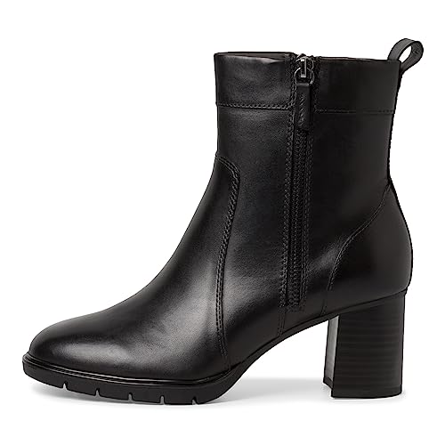 Tamaris COMFORT Damen Stiefeletten mit Absatz aus Leder mit Reißverschluss Comfort Fit, Schwarz (Black), 39 EU von Tamaris