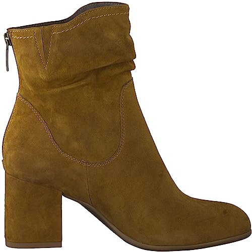 Tamaris COMFORT Damen Stiefeletten mit Absatz aus Leder Blockabsatz Comfort Fit, Braun (Camel), 37 EU von Tamaris