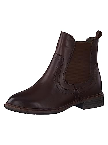 Tamaris COMFORT Damen Chelsea Boots aus Leder Niedriger Schaft Comfort Fit, Braun (Cognac), 36 EU von Tamaris
