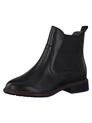 Tamaris COMFORT Damen Chelsea Boots aus Leder Niedriger Schaft Comfort Fit, Schwarz (Black), 36 EU von Tamaris