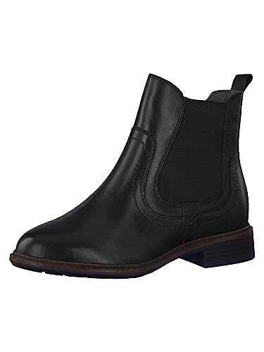 Tamaris COMFORT Damen Chelsea Boots aus Leder Niedriger Schaft Comfort Fit, Schwarz (Black), 38 EU von Tamaris