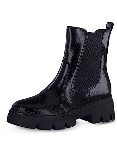 Tamaris COMFORT Damen Chelsea Boots mit Reißverschluss Comfort Fit, Schwarz (Black Patent), 38 EU von Tamaris