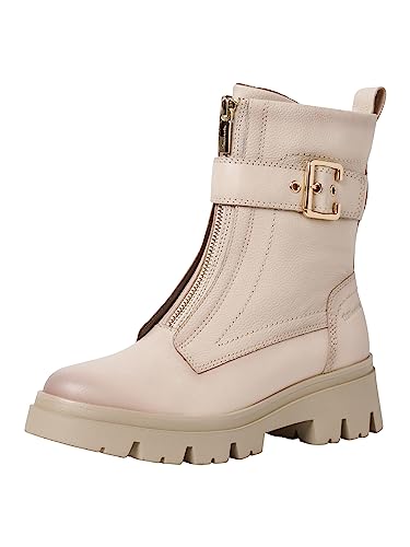 Tamaris COMFORT Damen Stiefeletten ohne Absatz aus Leder mit Reißverschluss Comfort Fit, Beige (Ivory), 36 EU von Tamaris