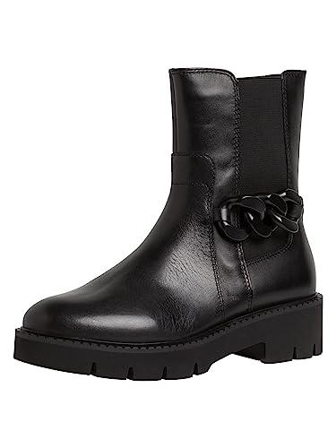 Tamaris COMFORT Damen Chelsea Boots aus Leder mit Reißverschluss Comfort Fit, Schwarz (Black Nappa), 38 EU von Tamaris