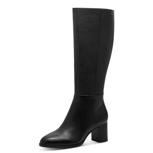 Tamaris COMFORT Damen Hohe Stiefel mit Absatz aus Leder Elegant, Schwarz (Schwarz), 37 EU von Tamaris